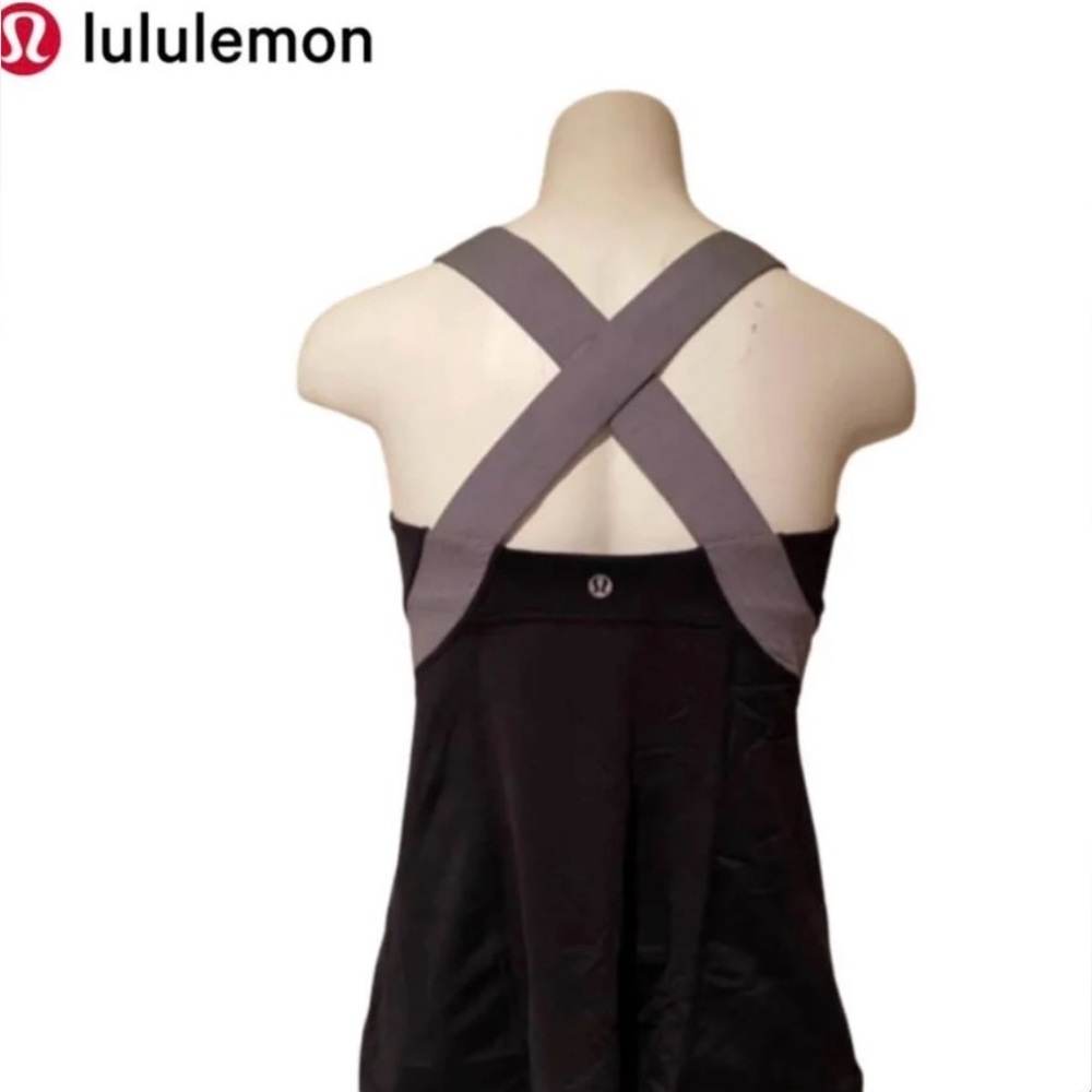 LULULEMON Tank Built-in Support Bra. Workout. Body: Slate/ Straps:Light Grey (M)